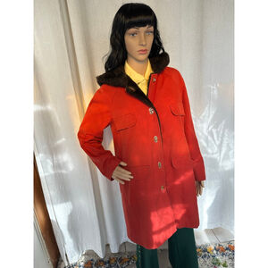 Vintage 1960s Forecaster of Boston Rust Hood Coat w Faux Fur Lining Mod |Indie-M